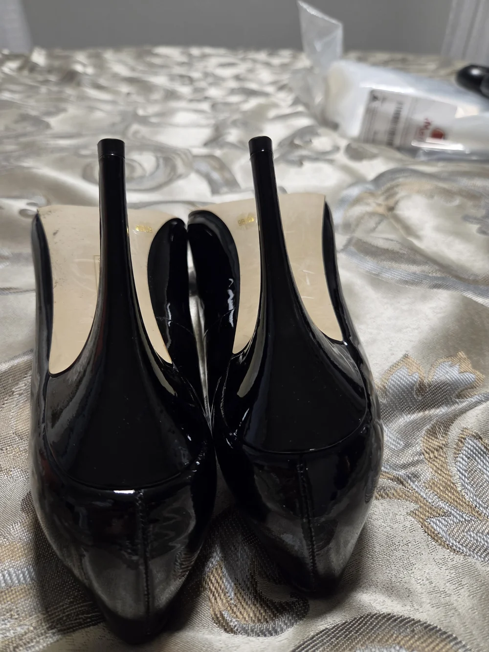 Vince Camuto Black Patent Round-Toe Pumps